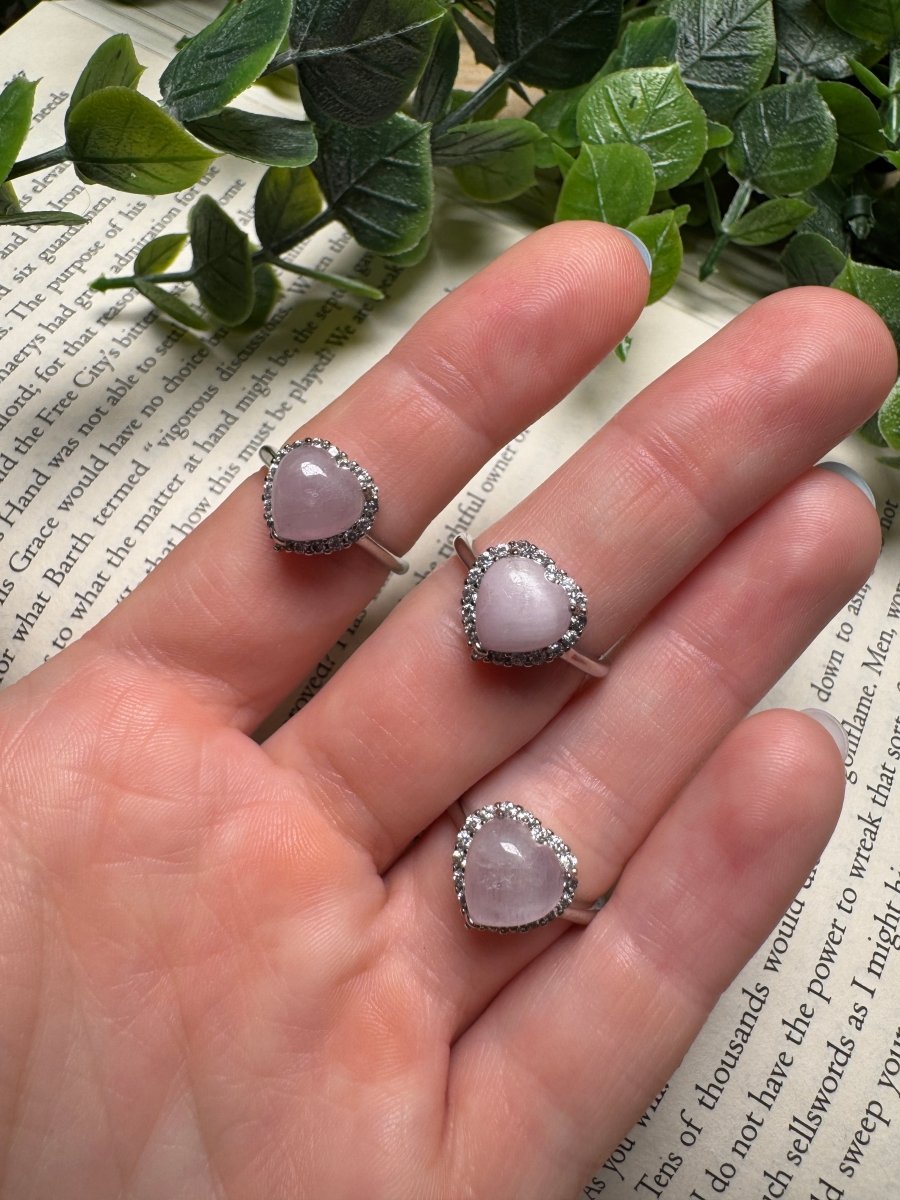 Kunzite Heart Adjustable Ring | Copper Ashes