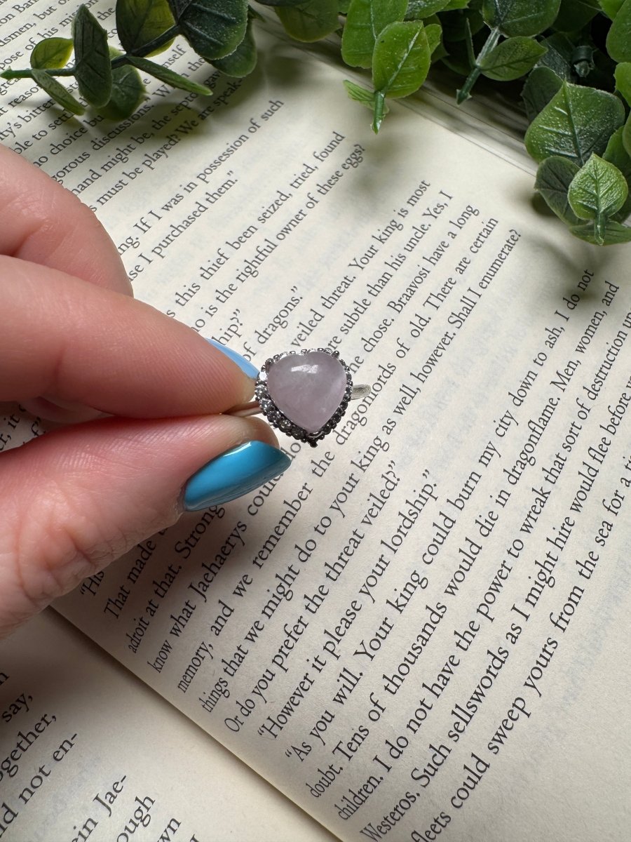 Kunzite Heart Adjustable Ring | Copper Ashes