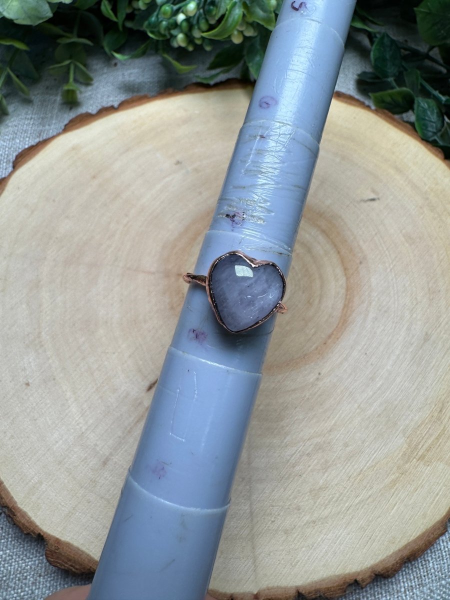 Kunzite Heart Ring Size 7.5 | Copper Ashes