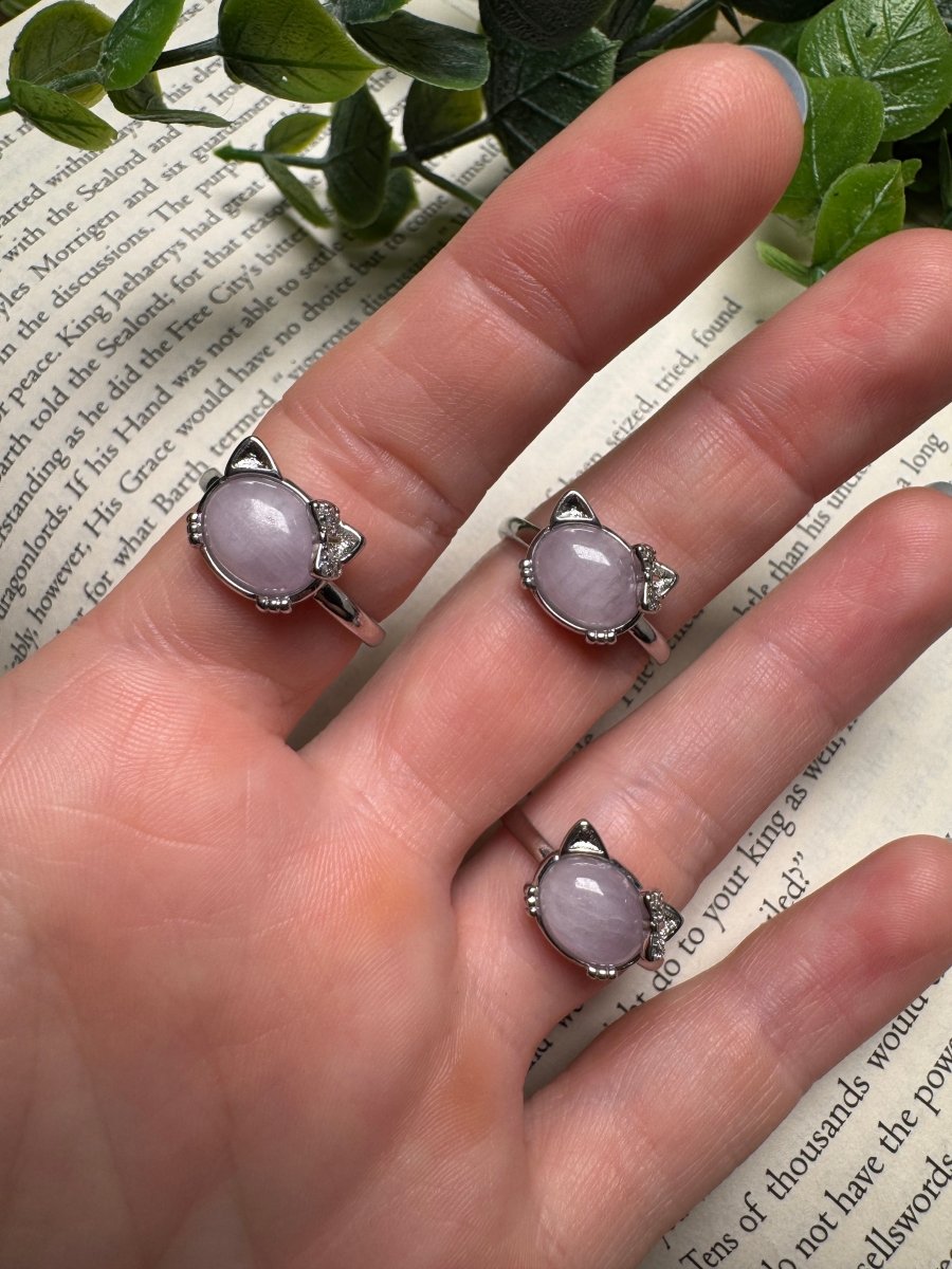 Kunzite Hello Kitty Adjustable Ring | Copper Ashes
