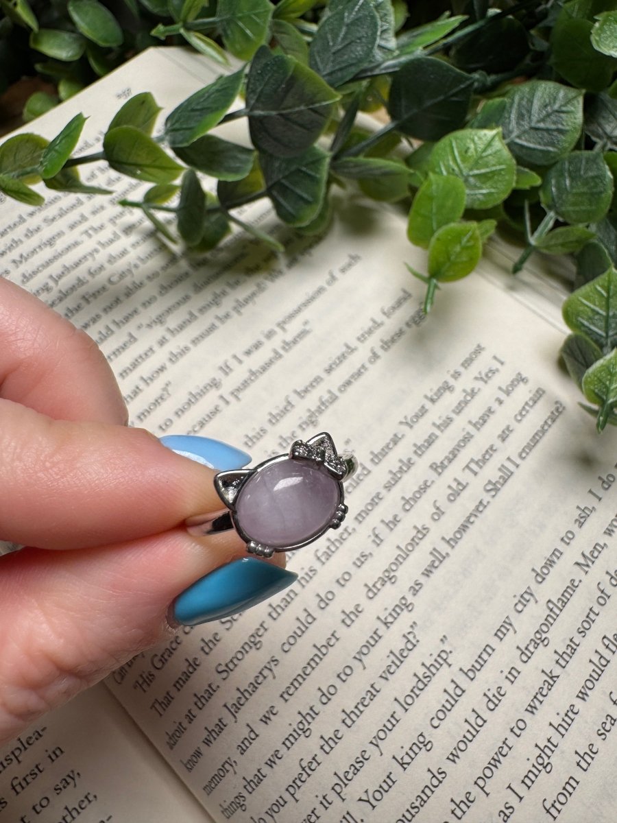Kunzite Hello Kitty Adjustable Ring | Copper Ashes