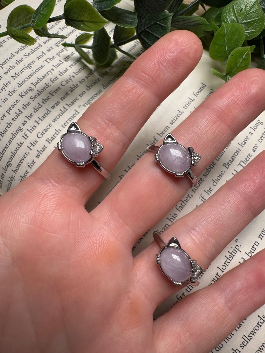 Kunzite Hello Kitty Adjustable Ring | Copper Ashes