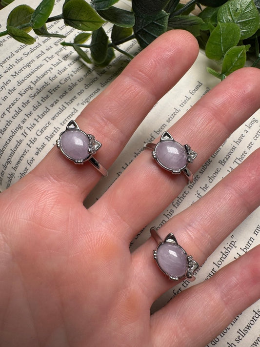 Kunzite Hello Kitty Adjustable Ring | Copper Ashes