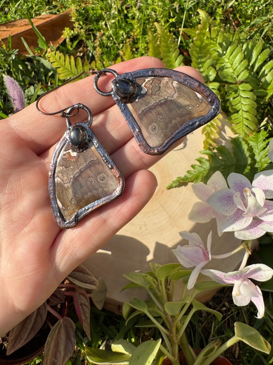 Labradorite and Butterfly Wing Earrings | Copper Ashes