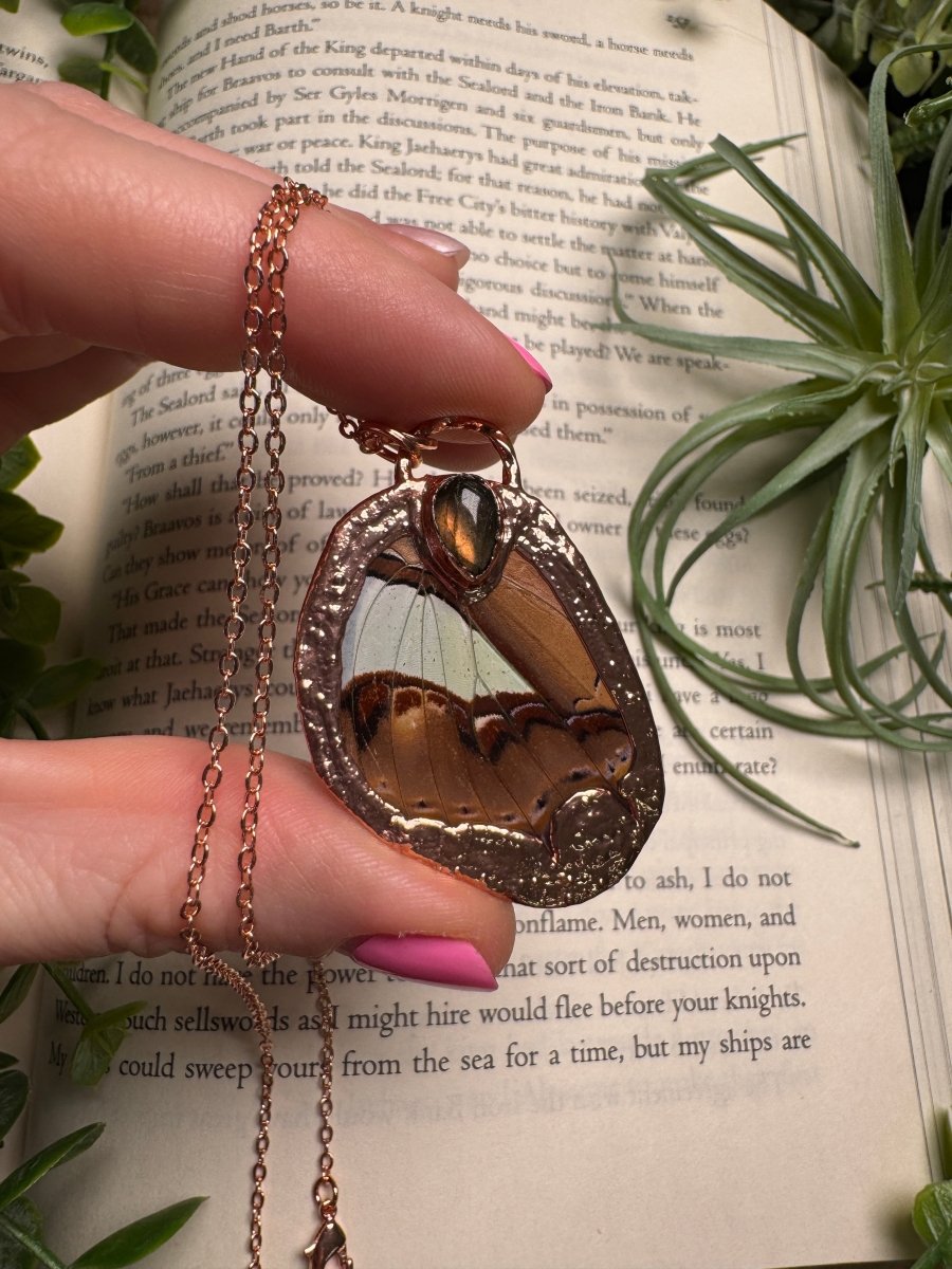Labradorite and Butterfly Wing Necklace | Copper Ashes