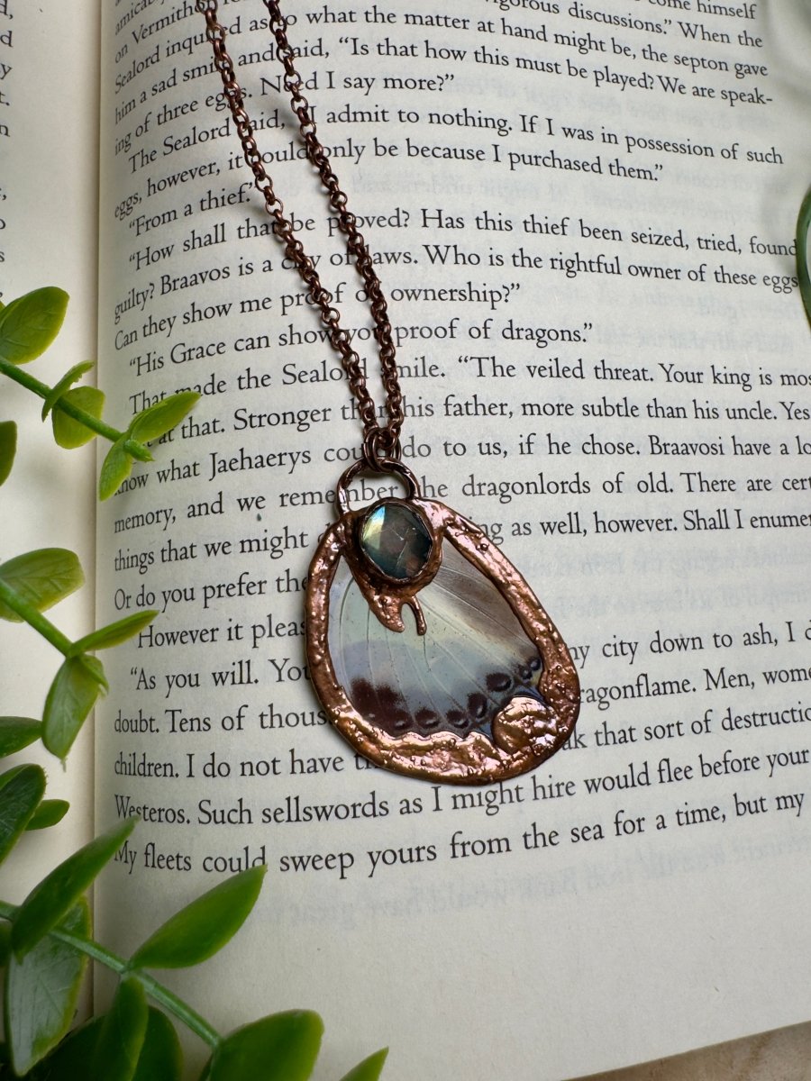 Labradorite and Butterfly Wing Necklace | Copper Ashes