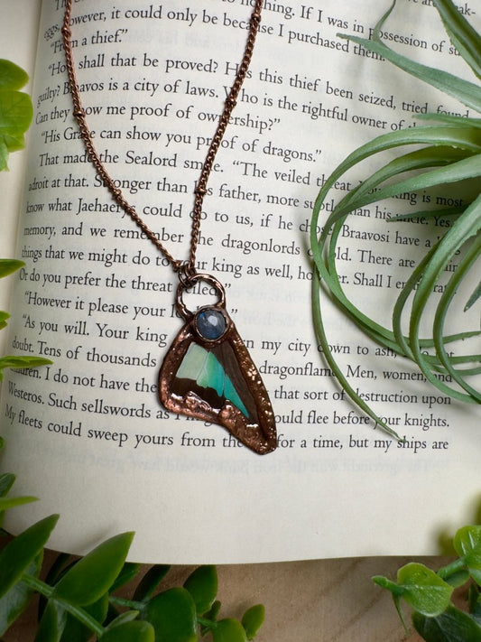 Labradorite and Butterfly Wing Necklace | Copper Ashes