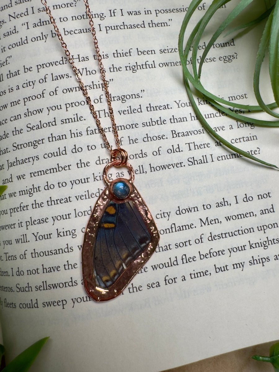 Labradorite and Butterfly Wing Necklace | Copper Ashes