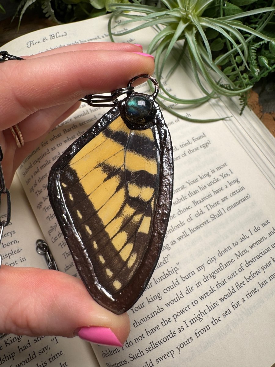 Labradorite and Butterfly Wing Necklace | Copper Ashes