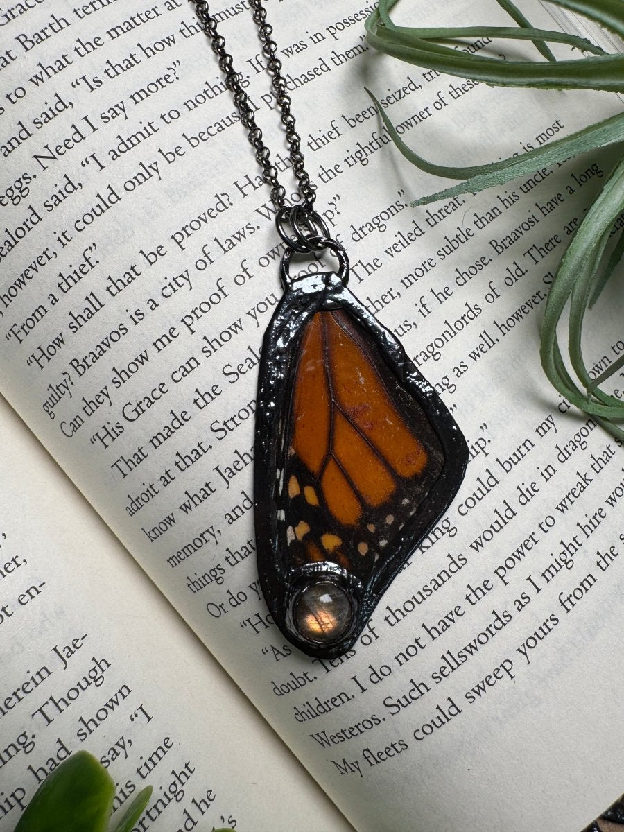 Labradorite and Butterfly Wing Necklace | Copper Ashes