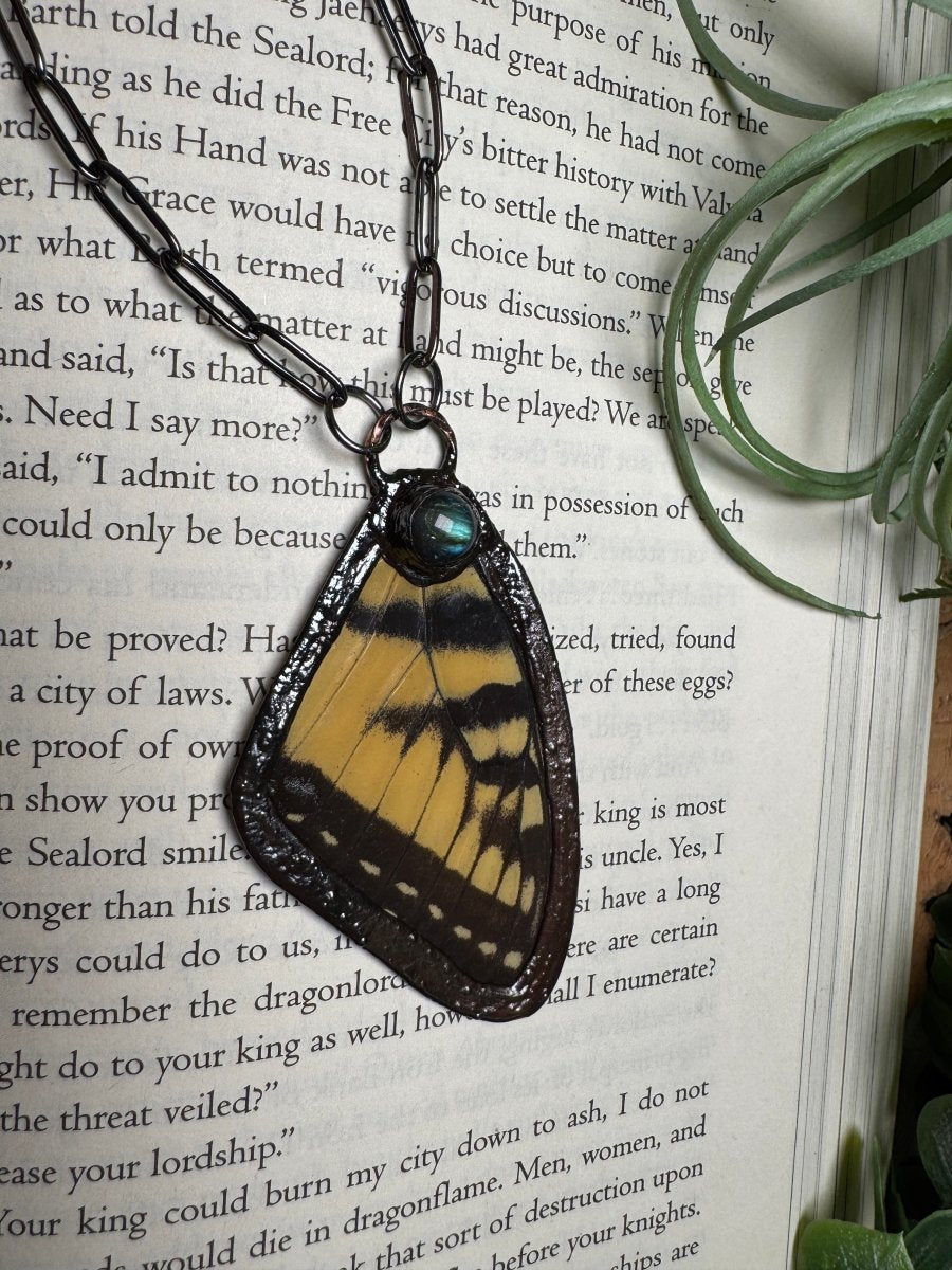 Labradorite and Butterfly Wing Necklace | Copper Ashes
