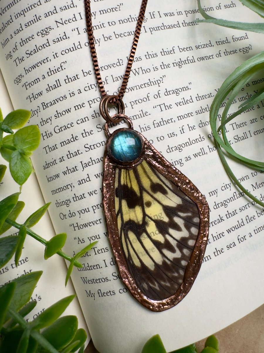 Labradorite and Butterfly Wing Necklace | Copper Ashes