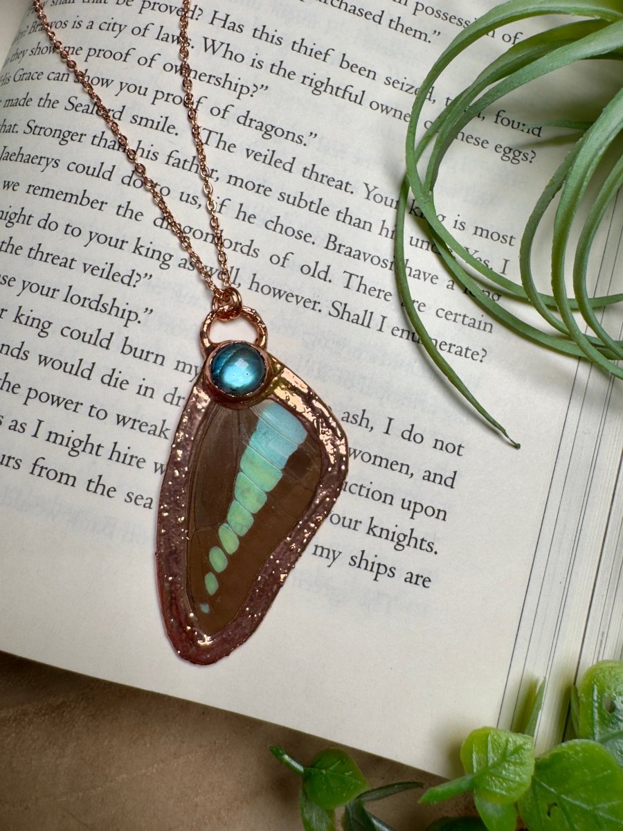 Labradorite and Butterfly Wing Necklace | Copper Ashes