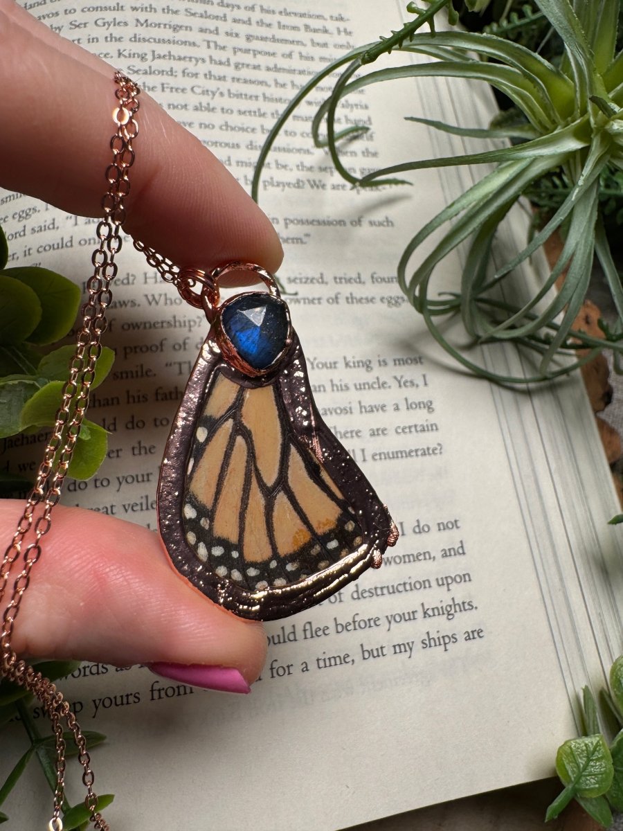 Labradorite and Butterfly Wing Necklace | Copper Ashes