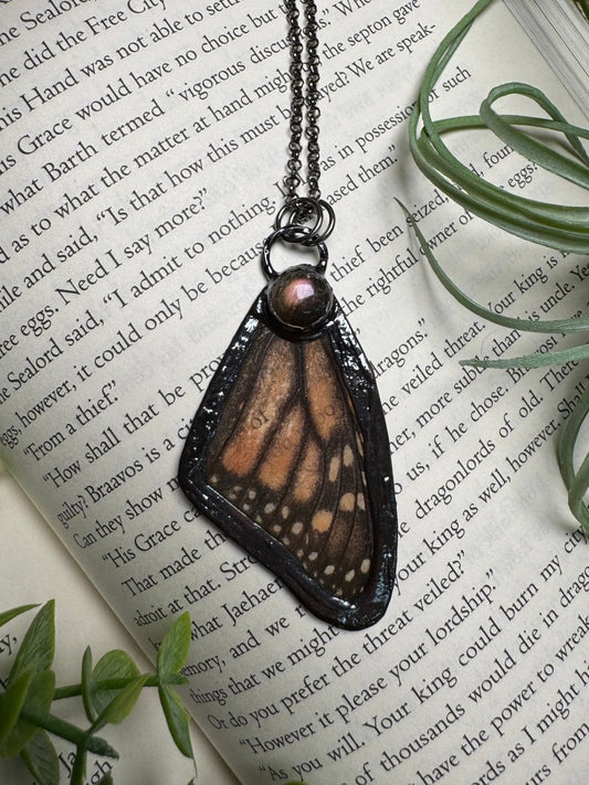 Labradorite and Butterfly Wing Necklace | Copper Ashes
