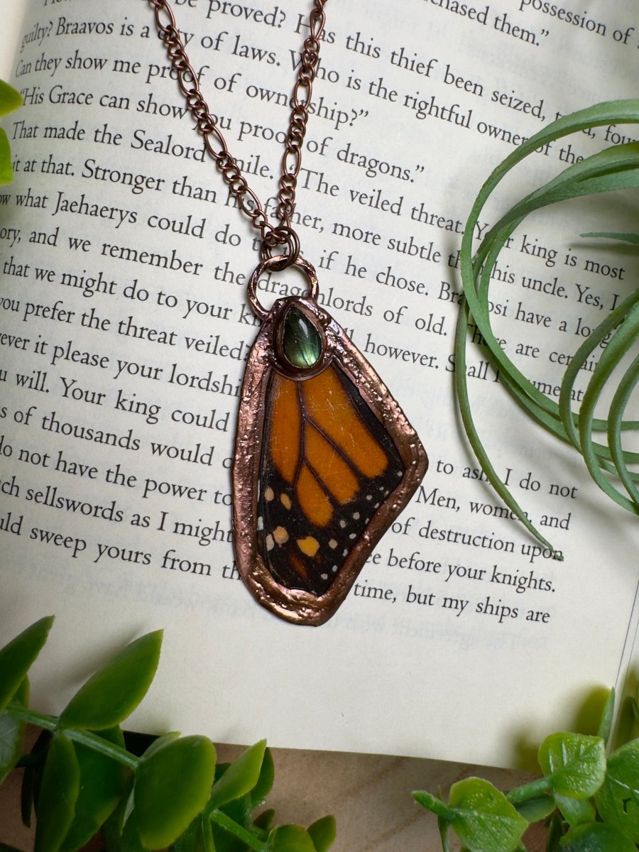 Labradorite and Butterfly Wing Necklace | Copper Ashes
