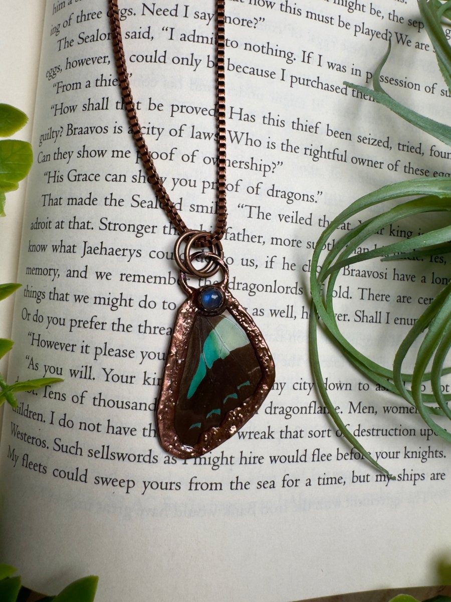 Labradorite and Butterfly Wing Necklace | Copper Ashes
