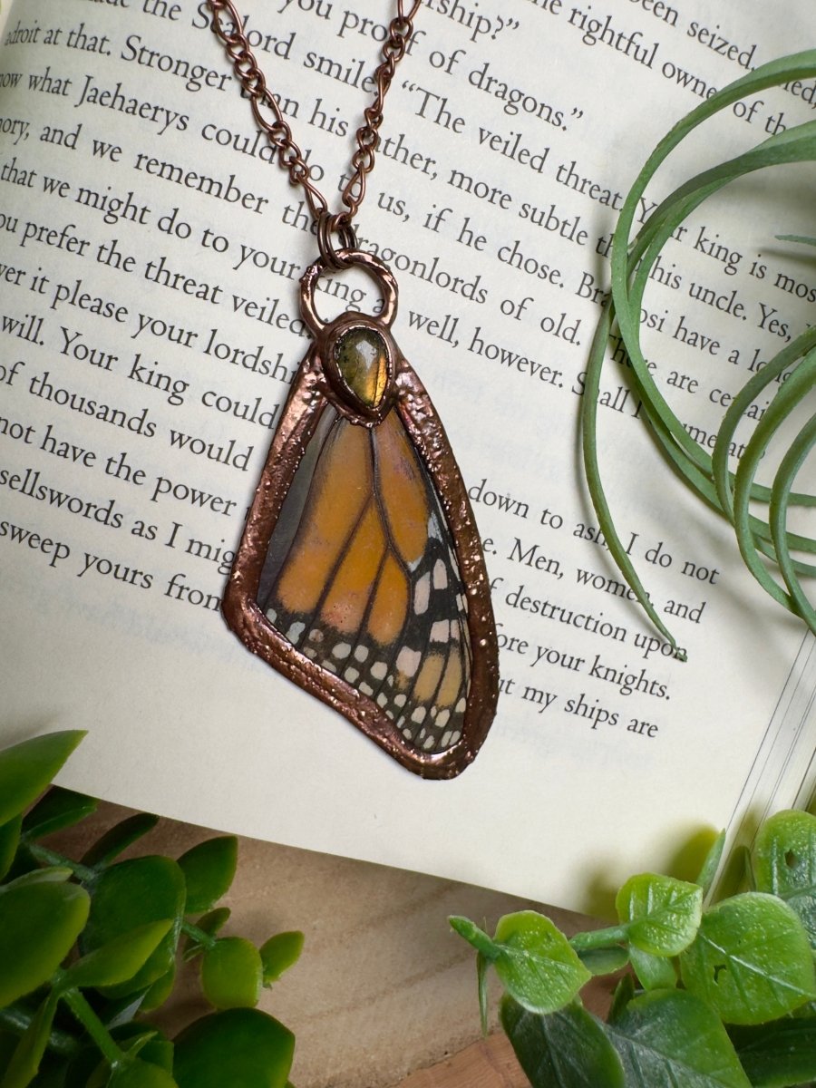Labradorite and Butterfly Wing Necklace | Copper Ashes