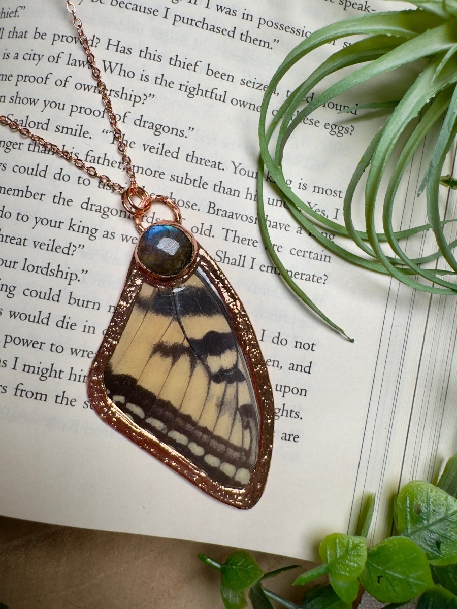 Labradorite and Butterfly Wing Necklace | Copper Ashes
