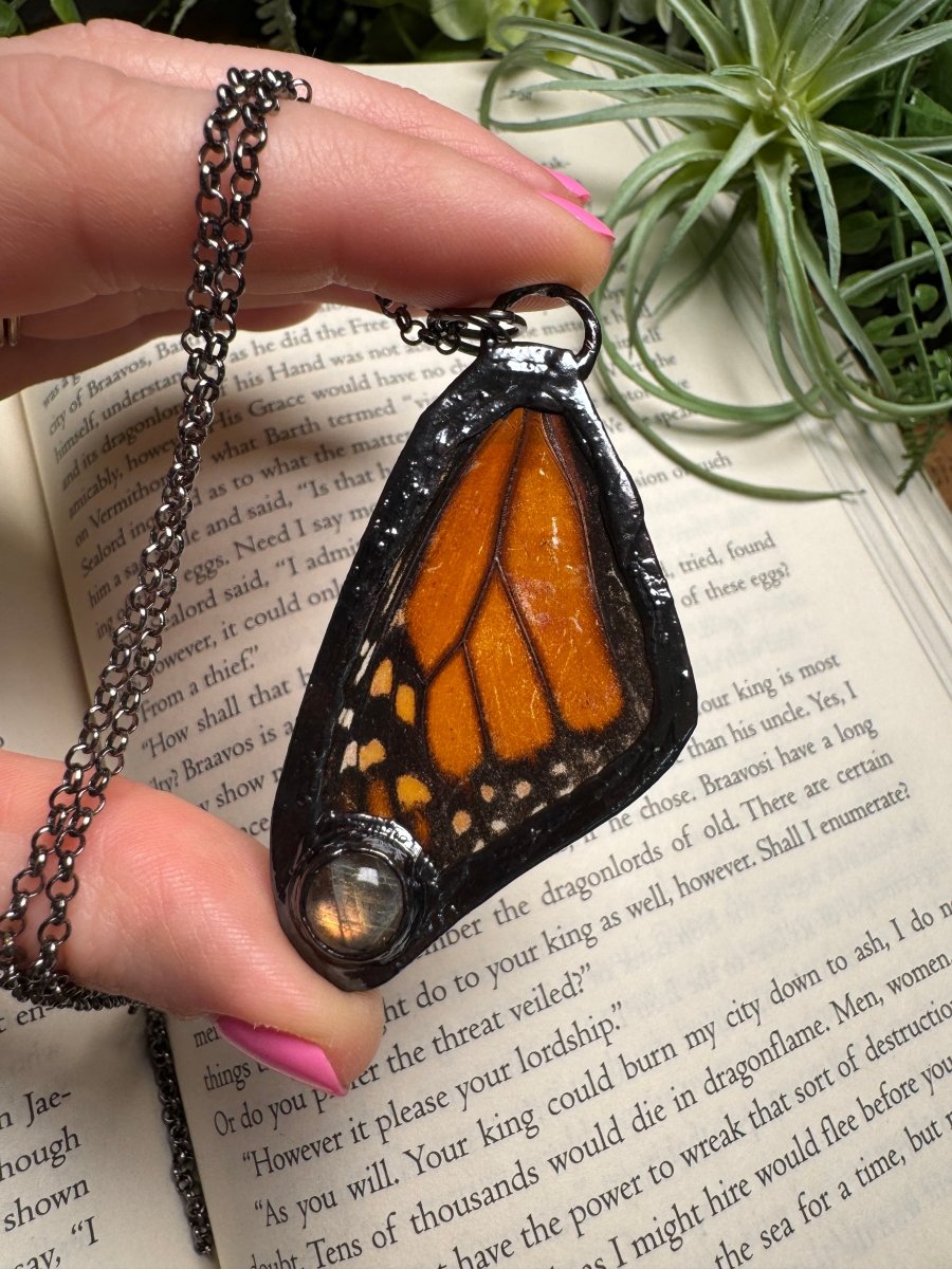 Labradorite and Butterfly Wing Necklace | Copper Ashes