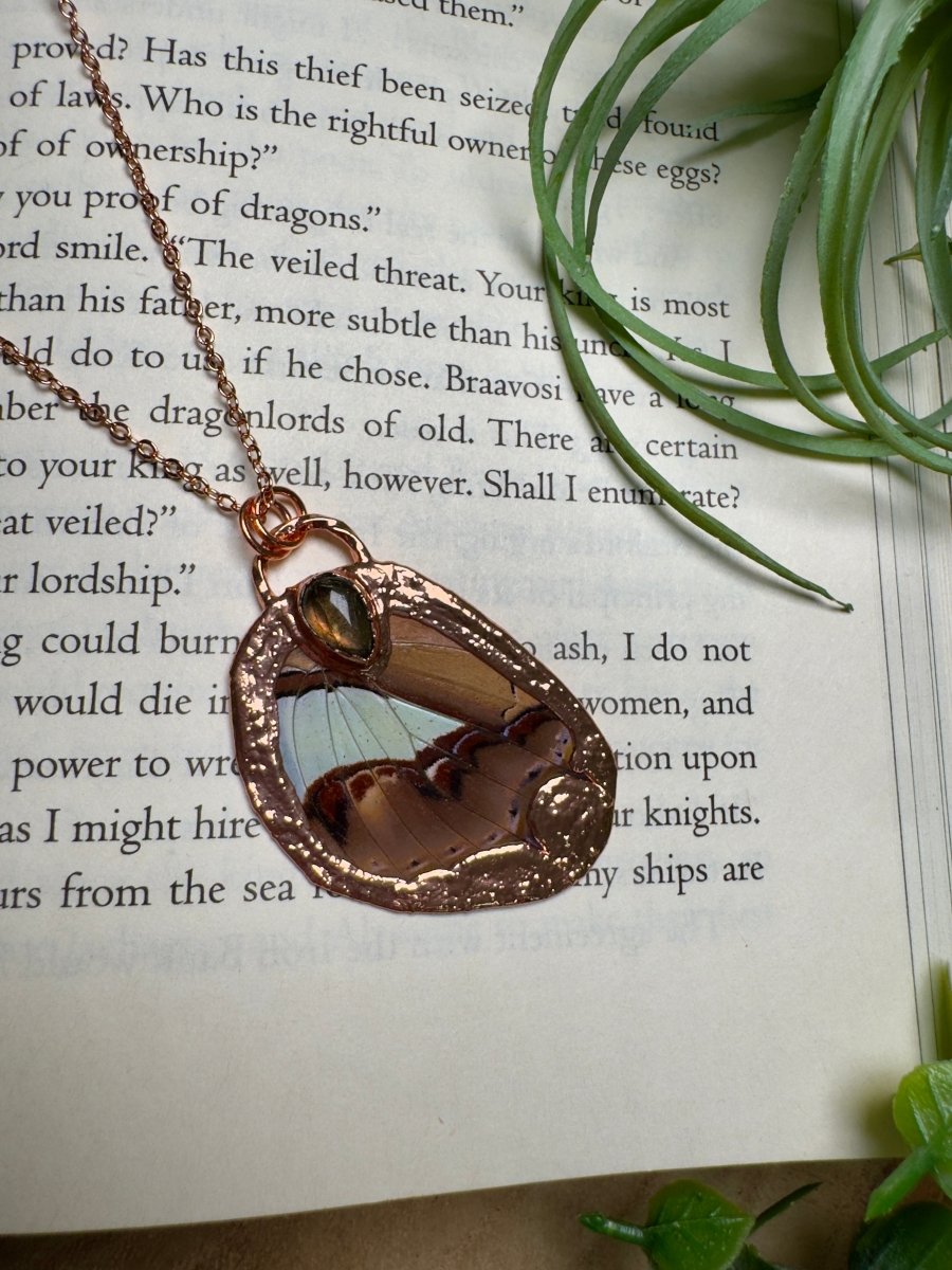 Labradorite and Butterfly Wing Necklace | Copper Ashes