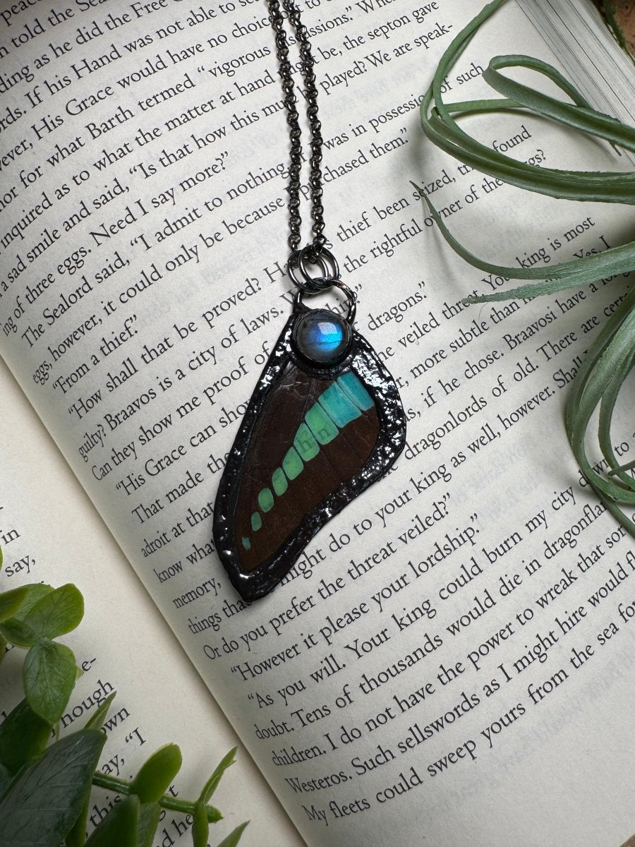 Labradorite and Butterfly Wing Necklace | Copper Ashes