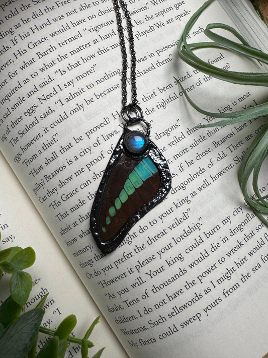 Labradorite and Butterfly Wing Necklace | Copper Ashes