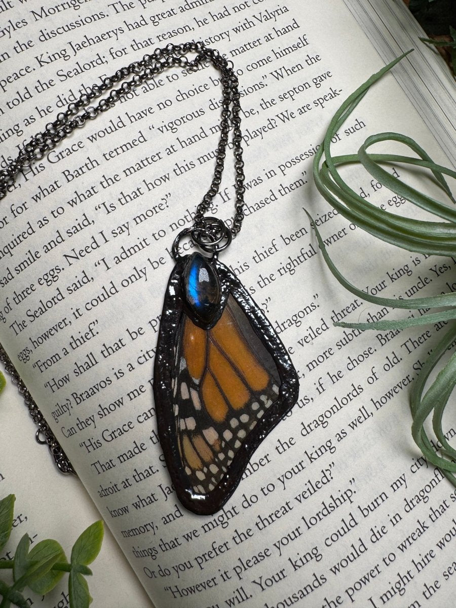 Labradorite and Butterfly Wing Necklace | Copper Ashes