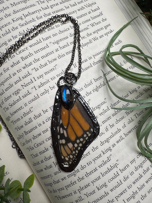 Labradorite and Butterfly Wing Necklace | Copper Ashes