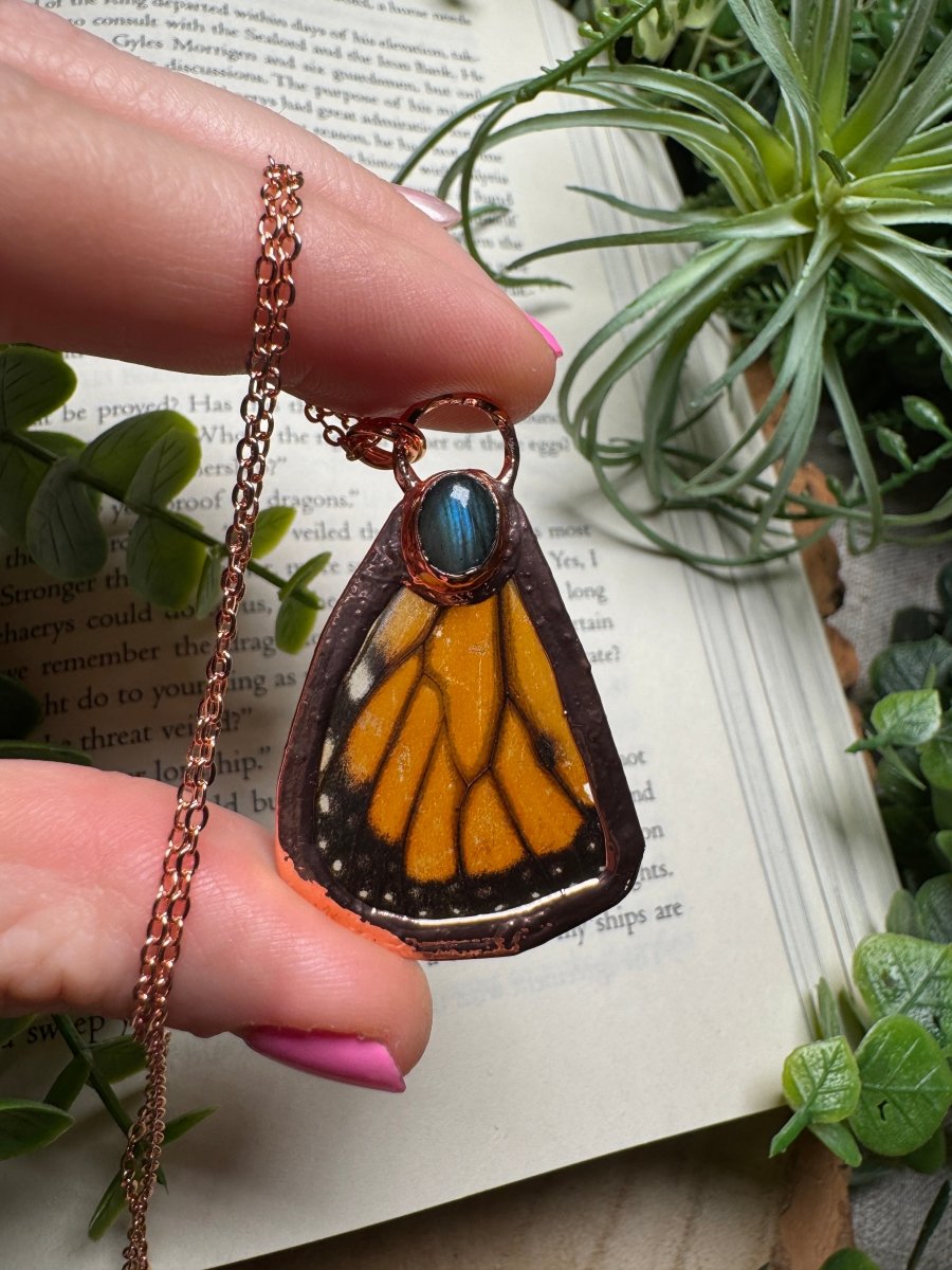 Labradorite and Butterfly Wing Necklace | Copper Ashes
