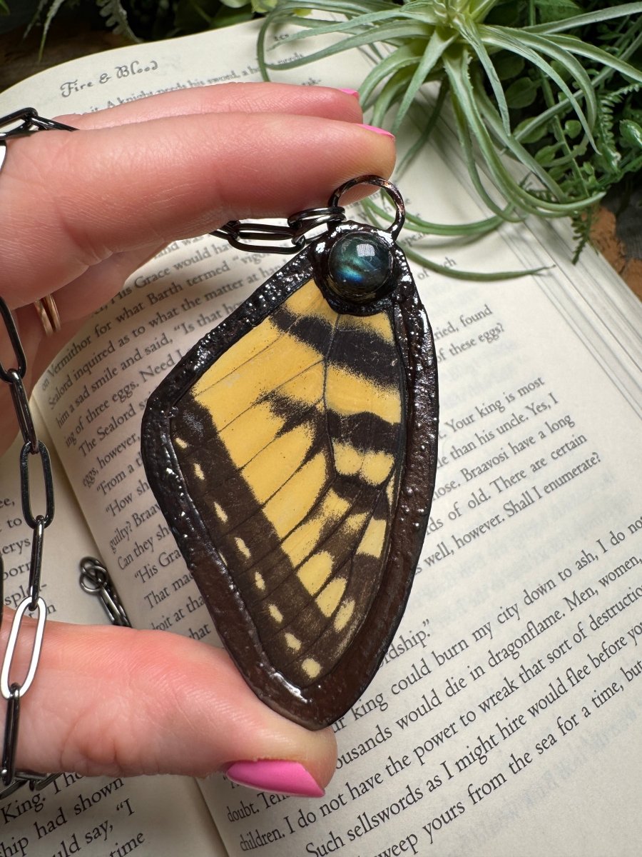 Labradorite and Butterfly Wing Necklace | Copper Ashes