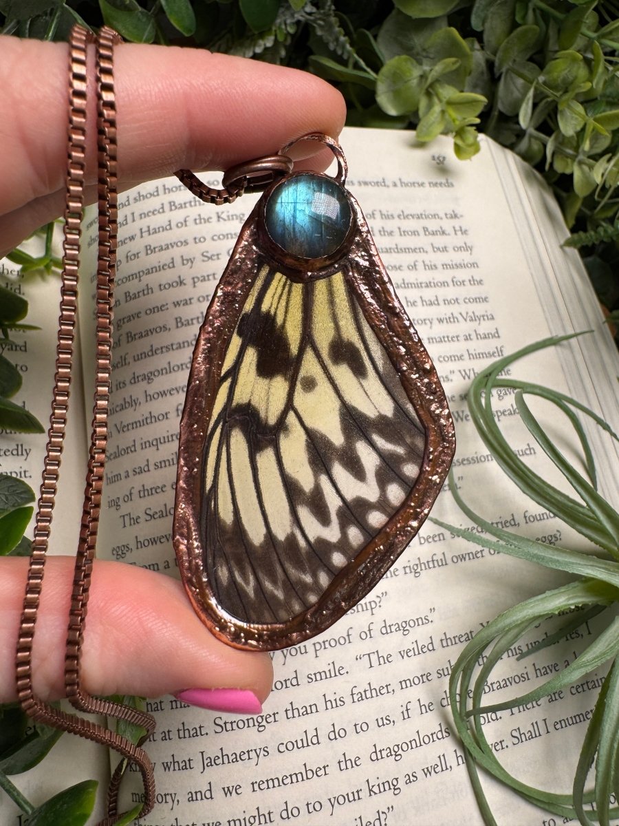 Labradorite and Butterfly Wing Necklace | Copper Ashes