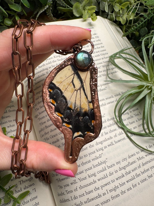 Labradorite and Butterfly Wing Necklace | Copper Ashes