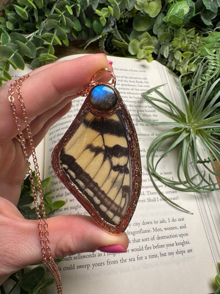 Labradorite and Butterfly Wing Necklace | Copper Ashes