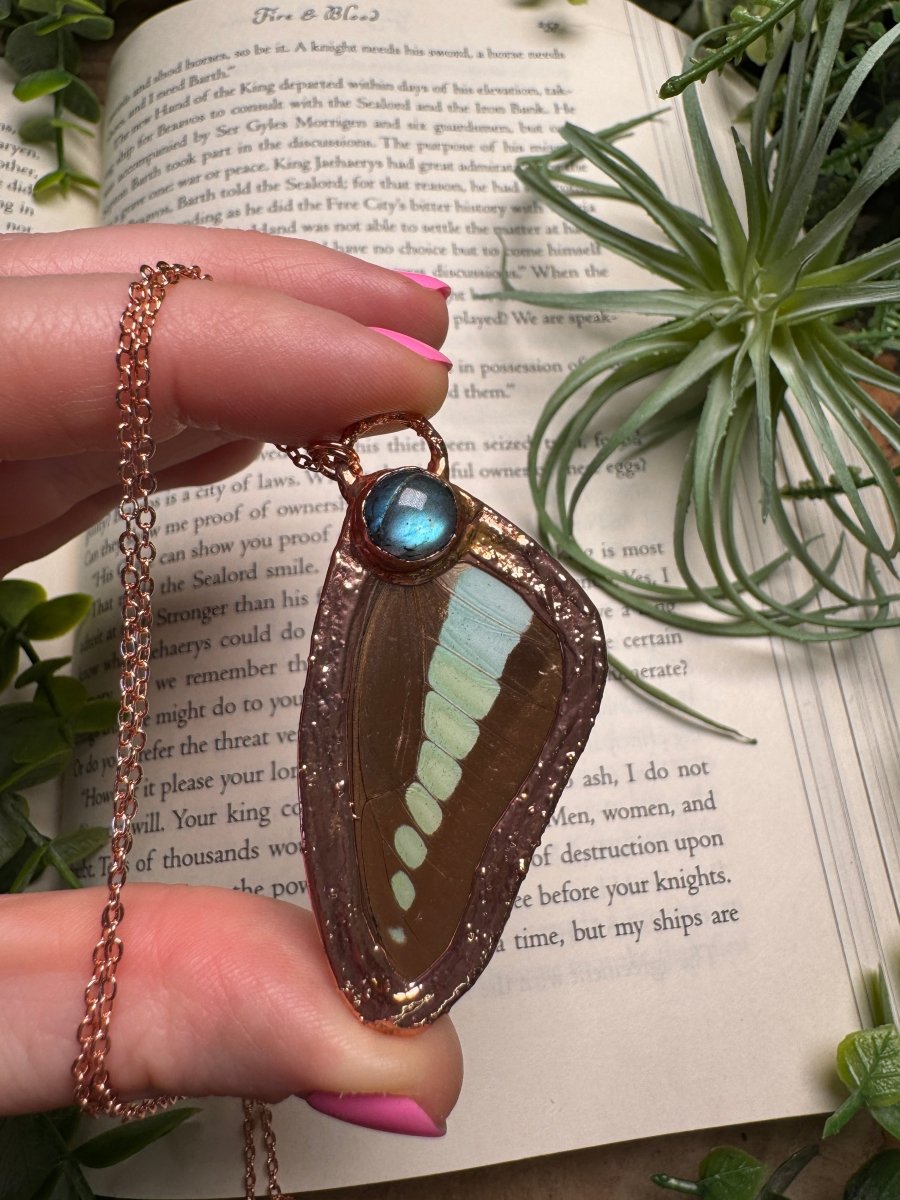 Labradorite and Butterfly Wing Necklace | Copper Ashes