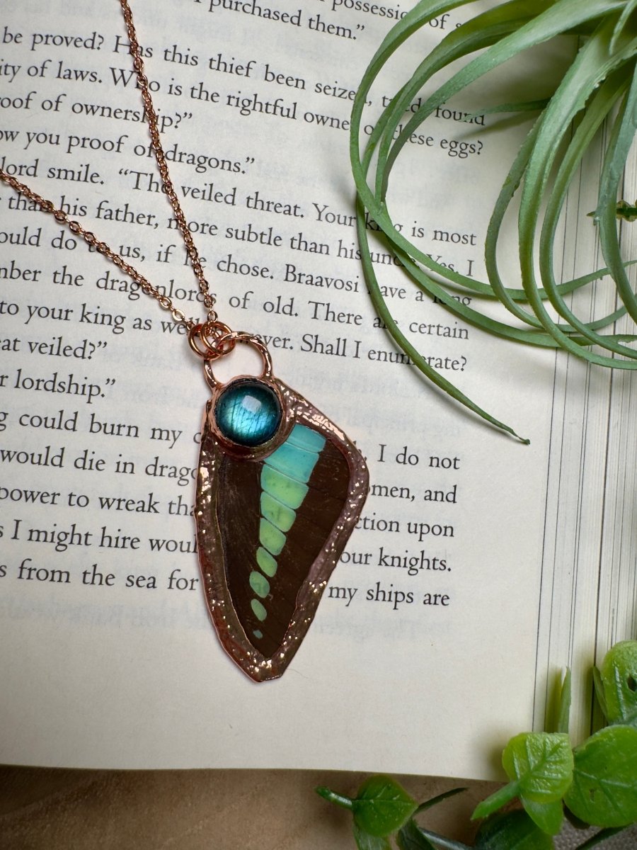 Labradorite and Butterfly Wing Necklace | Copper Ashes