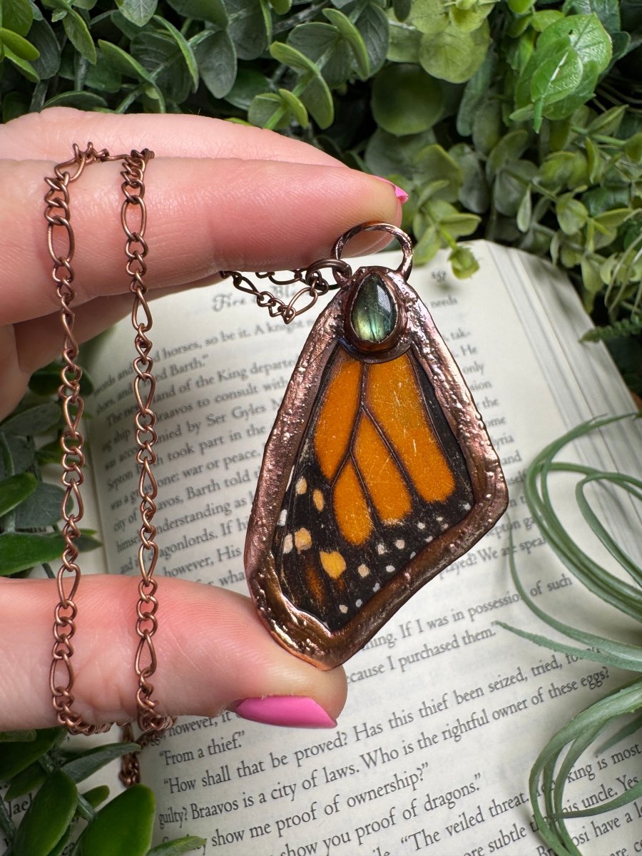 Labradorite and Butterfly Wing Necklace | Copper Ashes