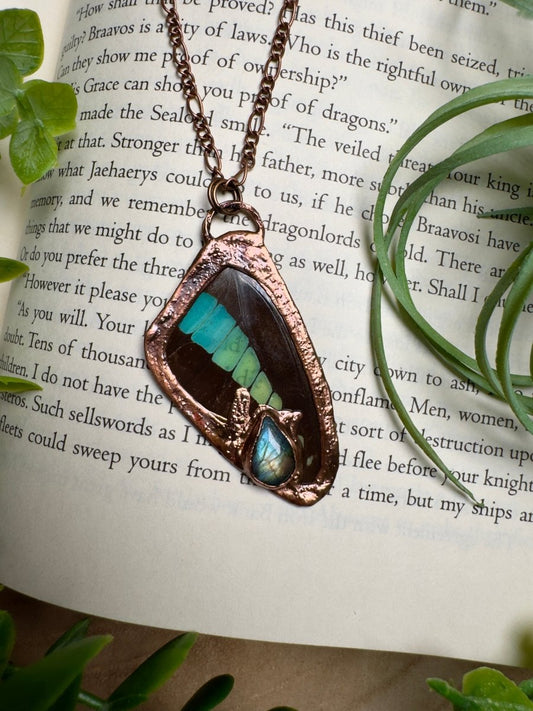 Labradorite and Butterfly Wing Necklace | Copper Ashes