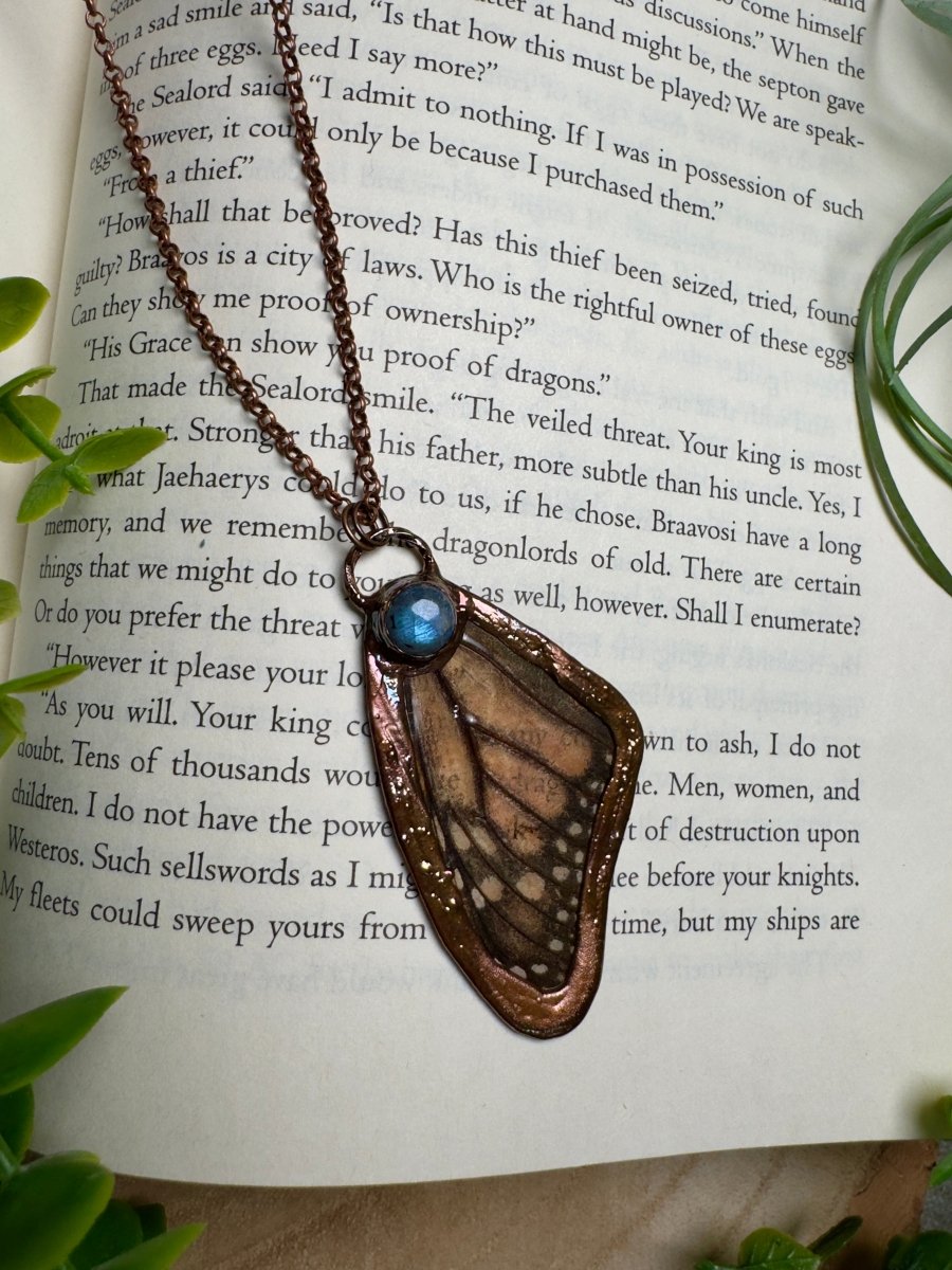 Labradorite and Butterfly Wing Necklace | Copper Ashes