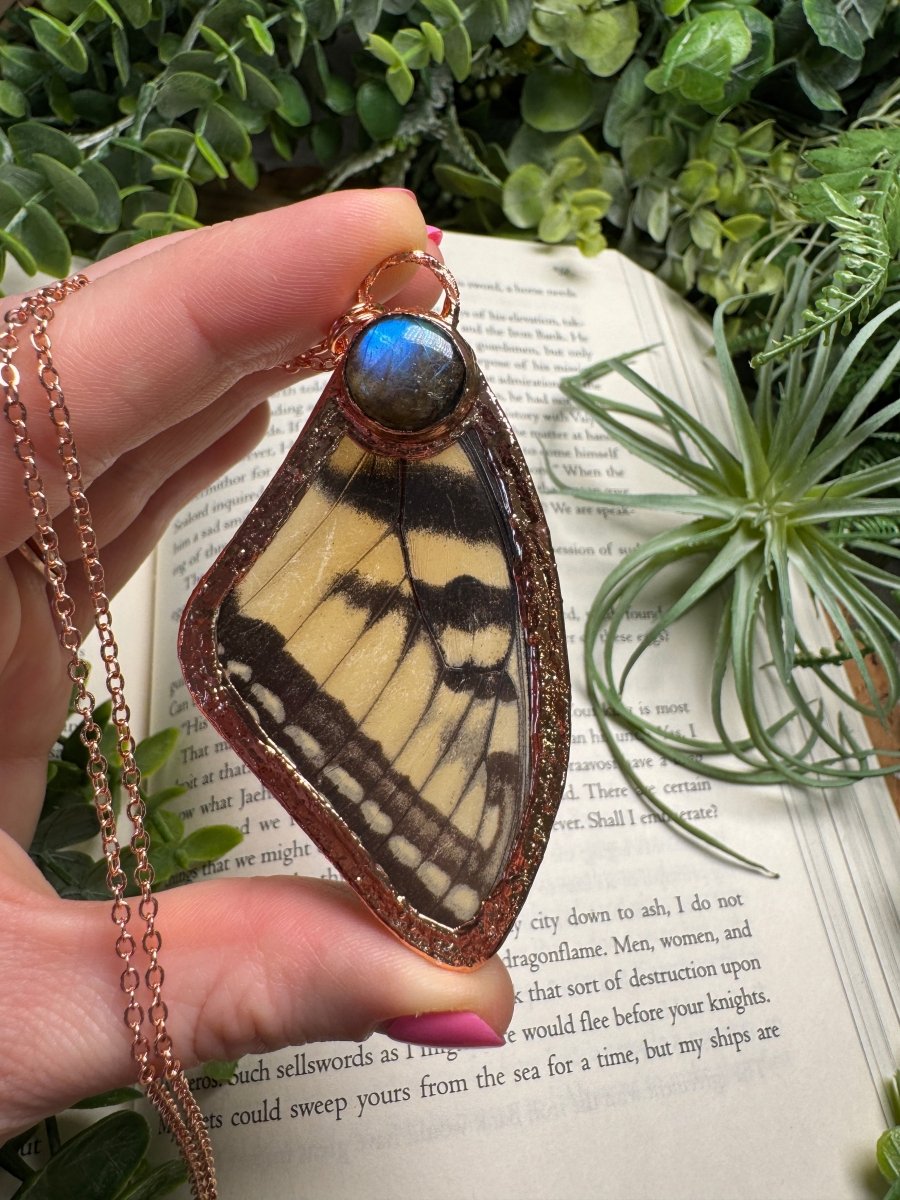 Labradorite and Butterfly Wing Necklace | Copper Ashes