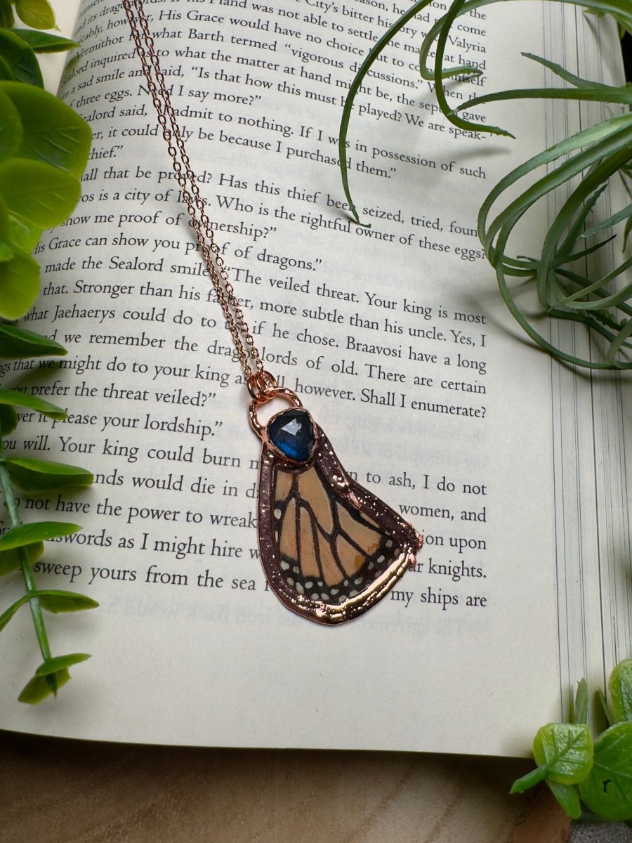 Labradorite and Butterfly Wing Necklace | Copper Ashes