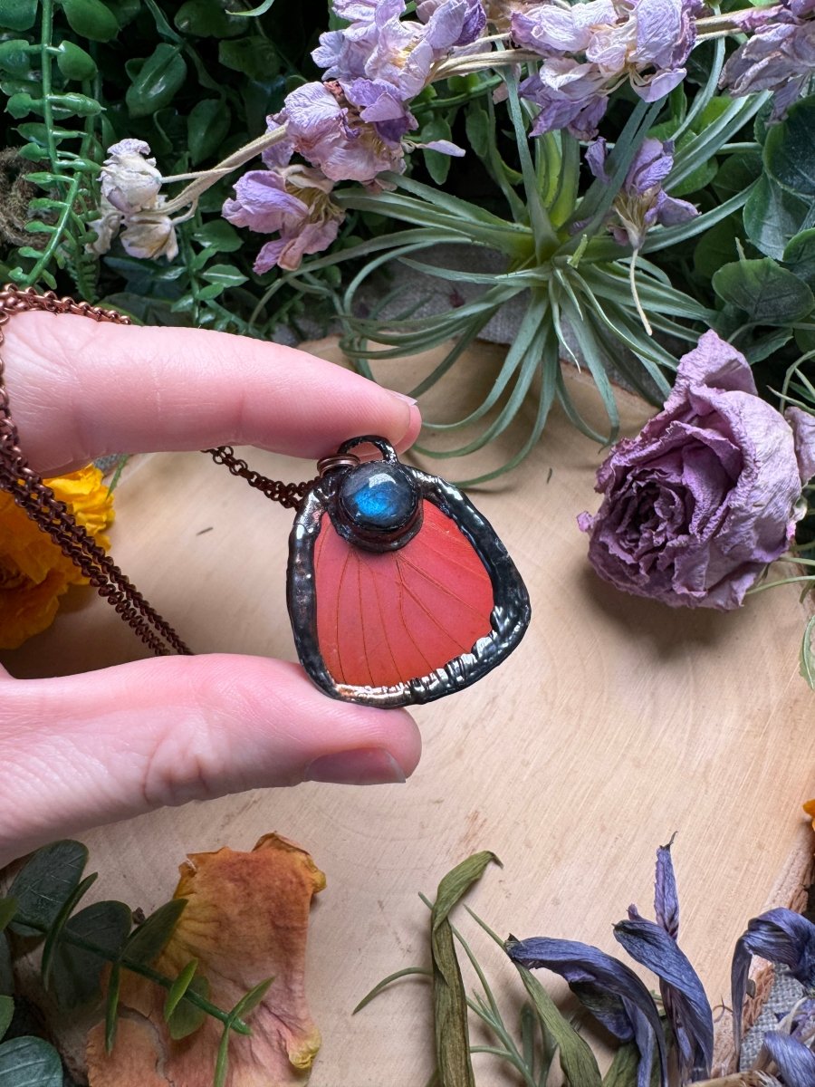 Labradorite and Butterfly Wing Necklace (reversible) | Copper Ashes