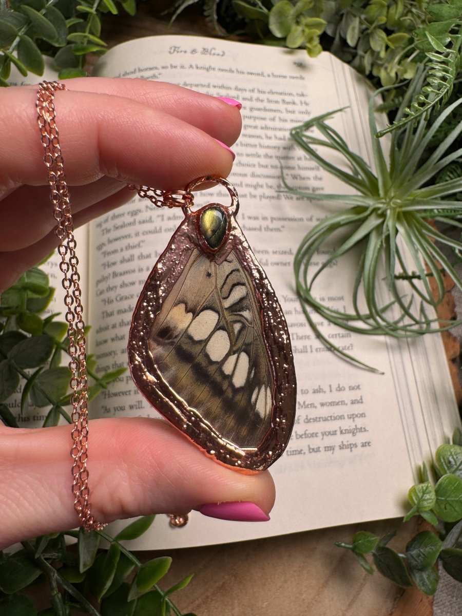 Labradorite and Butterfly Wing Necklace (reversible) | Copper Ashes