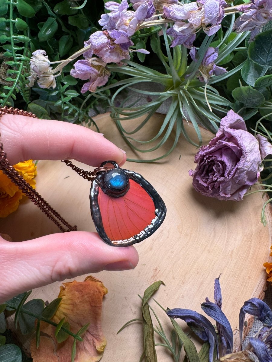 Labradorite and Butterfly Wing Necklace (reversible) | Copper Ashes