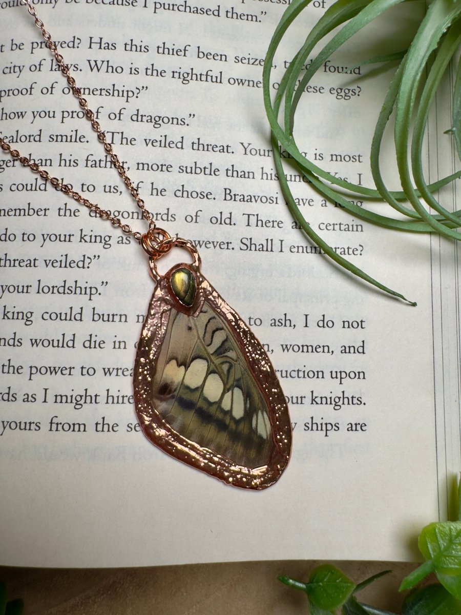 Labradorite and Butterfly Wing Necklace (reversible) | Copper Ashes