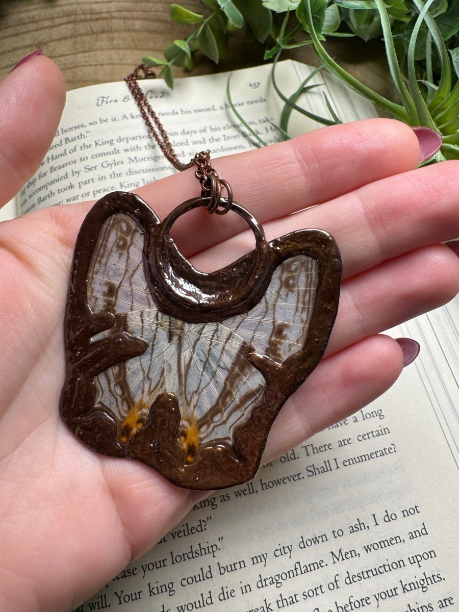 Labradorite and Butterfly Wing Statement Necklace | Copper Ashes