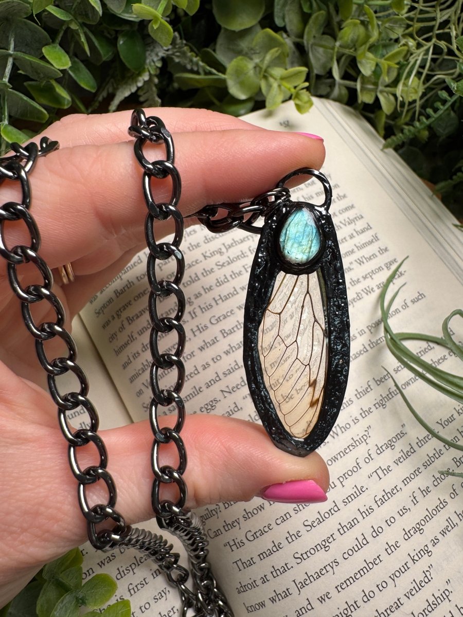 Labradorite and Cicada Wing Necklace | Copper Ashes