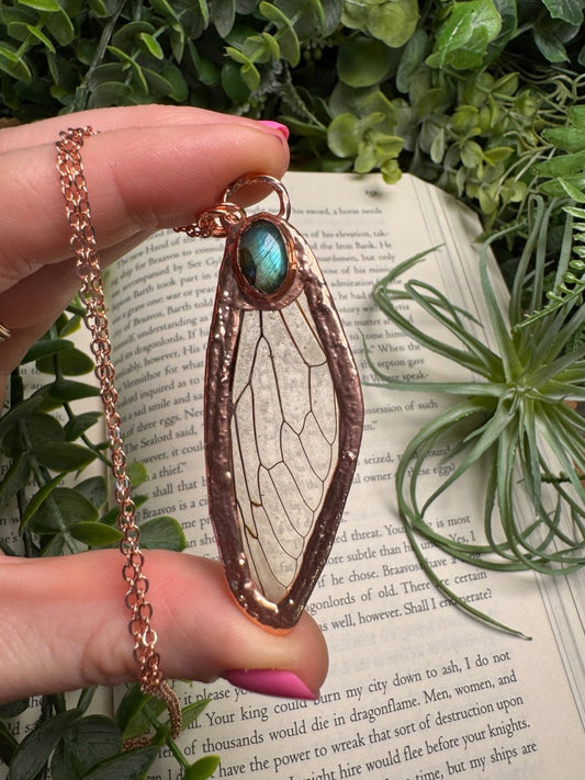 Labradorite and Cicada Wing Necklace | Copper Ashes