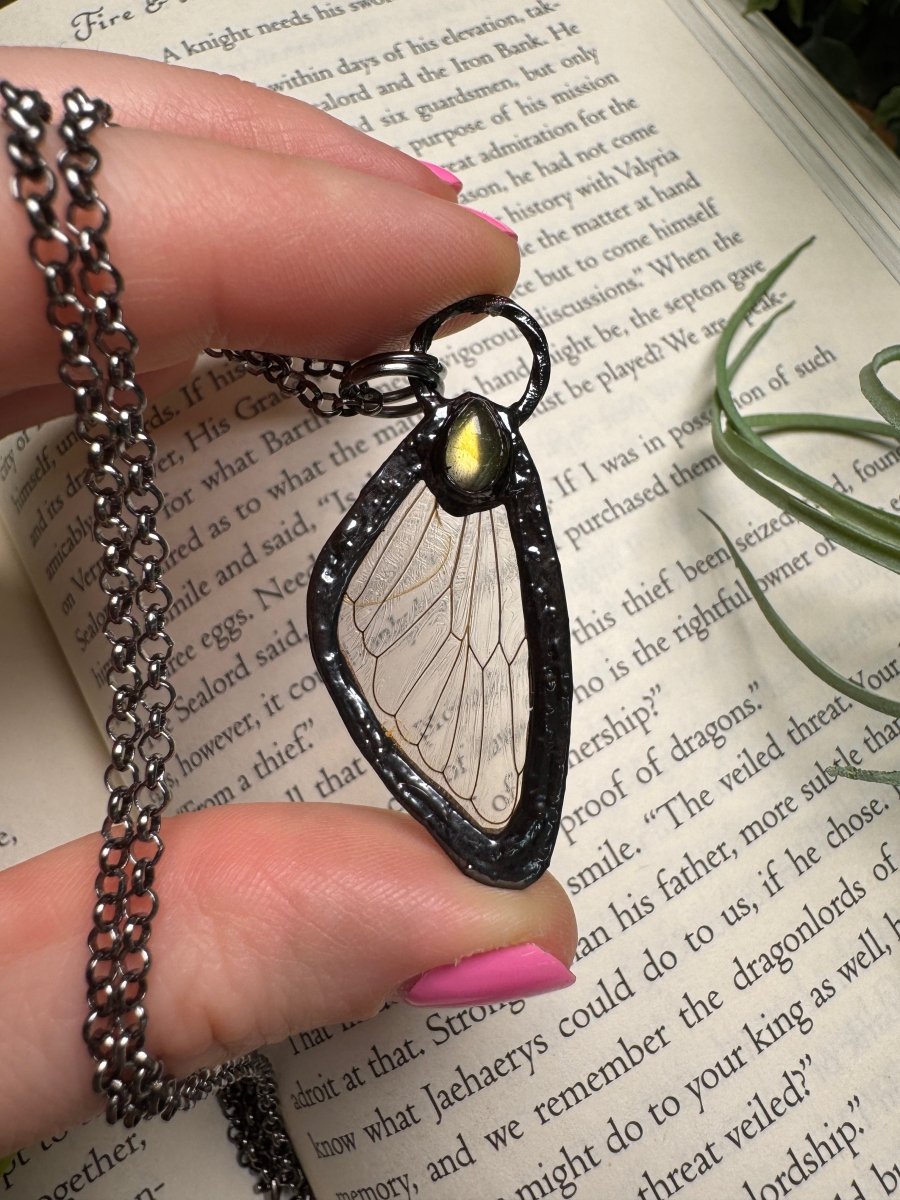 Labradorite and Cicada Wing Necklace | Copper Ashes