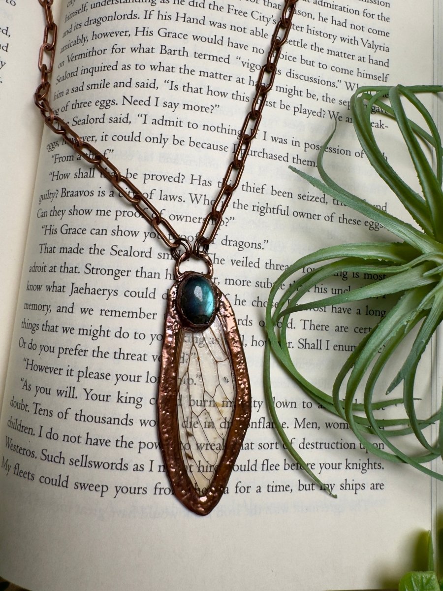 Labradorite and Cicada Wing Necklace | Copper Ashes
